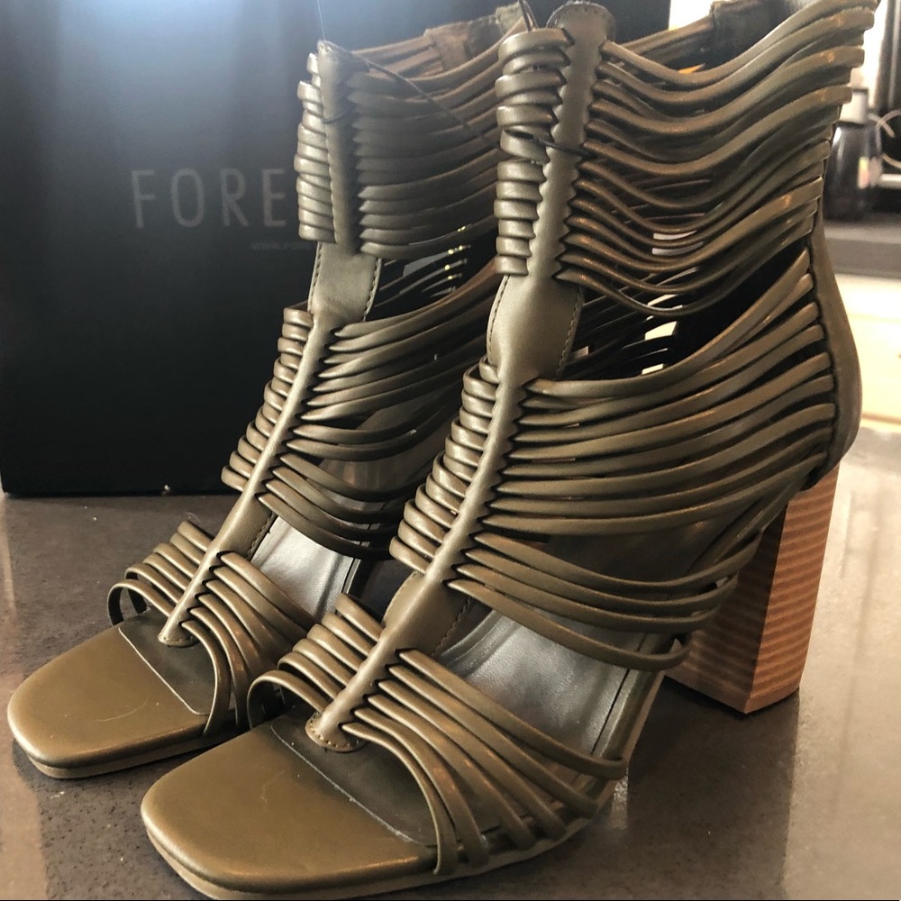 Olive Green Cutout Sandals